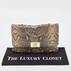 MICHAEL Michael Kors Beige Python Effect Leather Oversized Sloan Chain Clutch