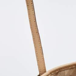 Pre Owned MICHAEL Michael Kors Dark Brown Signature Perforated Coated Canvas Large Jet Set Travel Tote