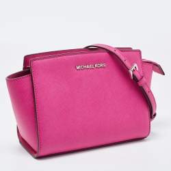 Pre Owned MICHAEL Michael Kors Fuchsia Leather Medium Selma Crossbody Bag