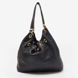 Pre Owned MICHAEL Michael Kors Black Soft Leather Camden Drawstring Hobo