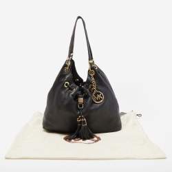 Pre Owned MICHAEL Michael Kors Black Soft Leather Camden Drawstring Hobo