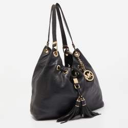 Pre Owned MICHAEL Michael Kors Black Soft Leather Camden Drawstring Hobo