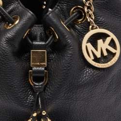 Pre Owned MICHAEL Michael Kors Black Soft Leather Camden Drawstring Hobo