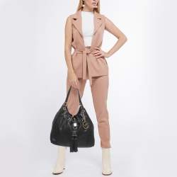 Pre Owned MICHAEL Michael Kors Black Soft Leather Camden Drawstring Hobo