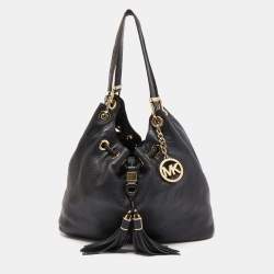 Pre Owned MICHAEL Michael Kors Black Soft Leather Camden Drawstring Hobo