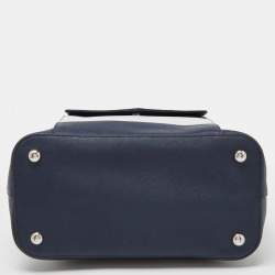 Pre Owned MICHAEL Michael Kors Blue/White Stripe Leather Jet Set Snap Pocket Tote