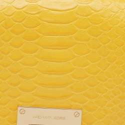 Pre Owned MICHAEL Michael Kors Yellow Python Embossed Leather Flap Shoulder Bag