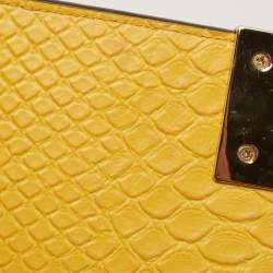 Pre Owned MICHAEL Michael Kors Yellow Python Embossed Leather Flap Shoulder Bag