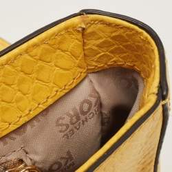 Pre Owned MICHAEL Michael Kors Yellow Python Embossed Leather Flap Shoulder Bag