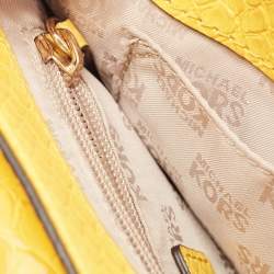 Pre Owned MICHAEL Michael Kors Yellow Python Embossed Leather Flap Shoulder Bag