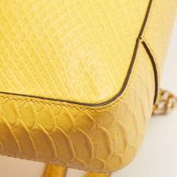 Pre Owned MICHAEL Michael Kors Yellow Python Embossed Leather Flap Shoulder Bag
