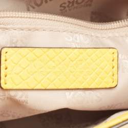Pre Owned MICHAEL Michael Kors Yellow Python Embossed Leather Flap Shoulder Bag