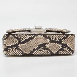 Pre Owned Michael Kors Beige/Brown Python Embossed Leather Chain Shoulder Bag