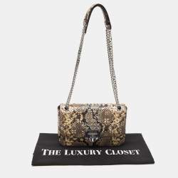 Pre Owned Michael Kors Beige/Brown Python Embossed Leather Chain Shoulder Bag