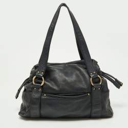 Pre Owned MICHAEL Michael Kors Black Leather Drawstring Shoulder Bag