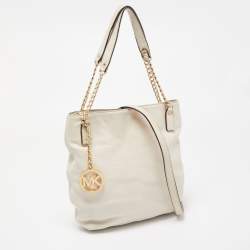 MICHAEL Michael Kors Off White Leather Charm Shoulder Bag