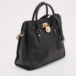 مملوكة مسبقًا MICHAEL Michael Kors Black Leather Large Hamilton North South Tote
