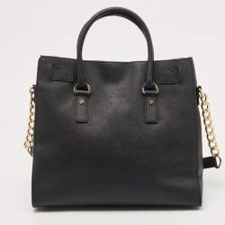 مملوكة مسبقًا MICHAEL Michael Kors Black Leather Large Hamilton North South Tote