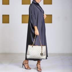 مملوكة مسبقًا MICHAEL Michael Kors Vanilla/Brown Signature Coated Canvas and Leather Tote