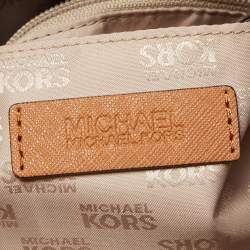 مملوكة مسبقًا MICHAEL Michael Kors Vanilla/Brown Signature Coated Canvas and Leather Tote