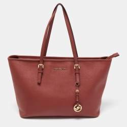 Pre Owned حقيبة مايكل كورس جيت سيت جلد أسود كبيرة