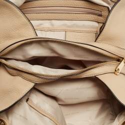 Pre Owned MICHAEL Michael Kors Beige Leather Leighton Shoulder Bag