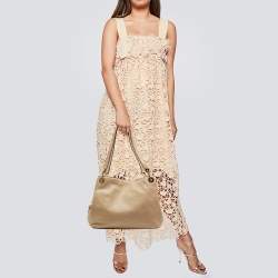 Pre Owned MICHAEL Michael Kors Beige Leather Leighton Shoulder Bag