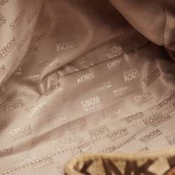 MICHAEL Michael Kors Beige/Brown Signature Canvas and Leather Sided Pocket Bag