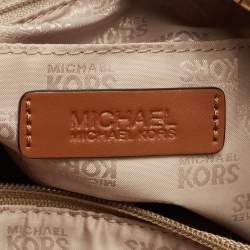 MICHAEL Michael Kors Beige/Brown Signature Canvas and Leather Sided Pocket Bag