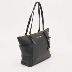 MICHAEL Michael Kors Black Saffiano Leather Jet Set Top Zip Tote