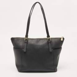 MICHAEL Michael Kors Black Saffiano Leather Jet Set Top Zip Tote