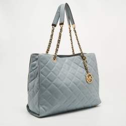 Pre Owned MICHAEL Michael Kors Light Blue Quilted Leather Susannah Tote