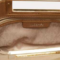 Pre Owned MICHAEL Michael Kors Gold Leather Berkley Chain Clutch