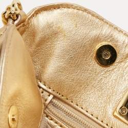 Pre Owned MICHAEL Michael Kors Gold Leather Berkley Chain Clutch