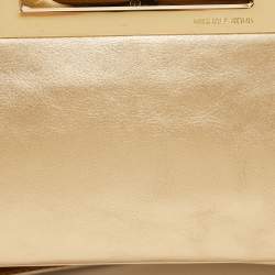 Pre Owned MICHAEL Michael Kors Gold Leather Berkley Chain Clutch