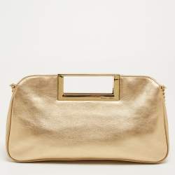 Pre Owned MICHAEL Michael Kors Gold Leather Berkley Chain Clutch