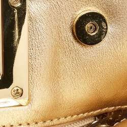 Pre Owned MICHAEL Michael Kors Gold Leather Berkley Chain Clutch