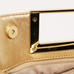 Pre Owned MICHAEL Michael Kors Gold Leather Berkley Chain Clutch