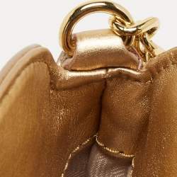 Pre Owned MICHAEL Michael Kors Gold Leather Berkley Chain Clutch