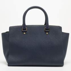MICHAEL Michael Kors Dark Blue Leather Large Selma Satchel