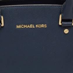 MICHAEL Michael Kors Dark Blue Leather Large Selma Satchel