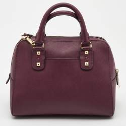 MICHAEL Michael Kors Purple Saffiano Leather Small Studded Sandrine Satchel