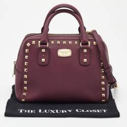 MICHAEL Michael Kors Purple Saffiano Leather Small Studded Sandrine Satchel