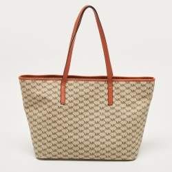 Pre Owned MICHAEL Michael Kors Orange/Beige Signature Emery Tote