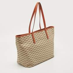 Pre Owned MICHAEL Michael Kors Orange/Beige Signature Emery Tote