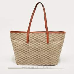 Pre Owned MICHAEL Michael Kors Orange/Beige Signature Emery Tote