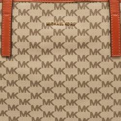 Pre Owned MICHAEL Michael Kors Orange/Beige Signature Emery Tote