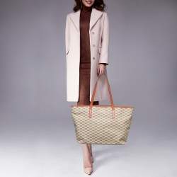 Pre Owned MICHAEL Michael Kors Orange/Beige Signature Emery Tote