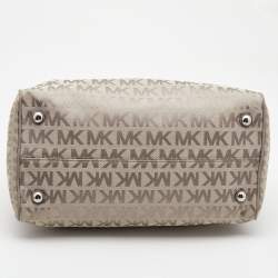 Pre Owned MICHAEL Michael Kors Grey Signature Coated Canvas and Leather Grayson Boston Bag