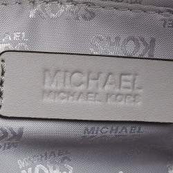 Pre Owned MICHAEL Michael Kors Grey Signature Coated Canvas and Leather Grayson Boston Bag